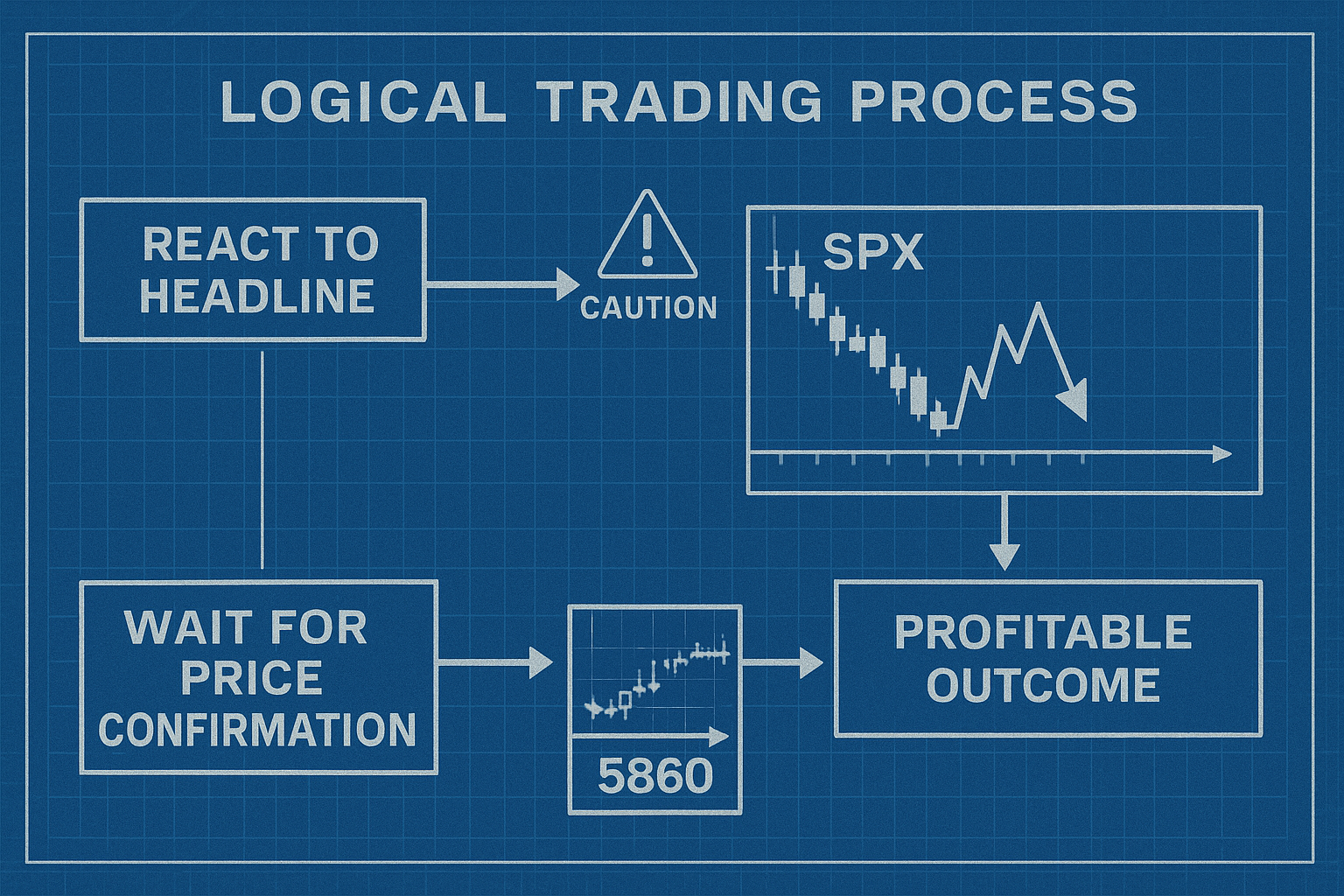 Visual decision map showing why waiting for price confirmation outperforms reacting to news.