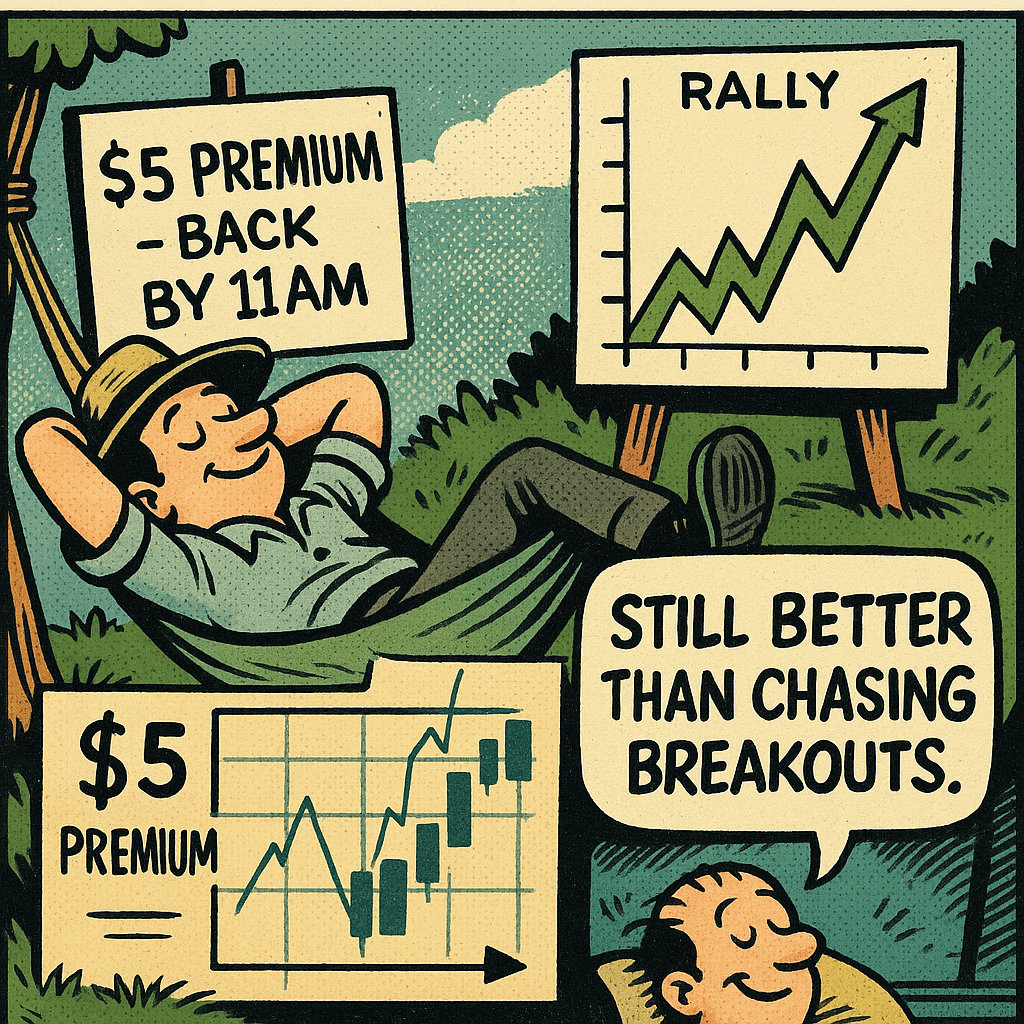 Comic of trader relaxing while income trade handles itself.