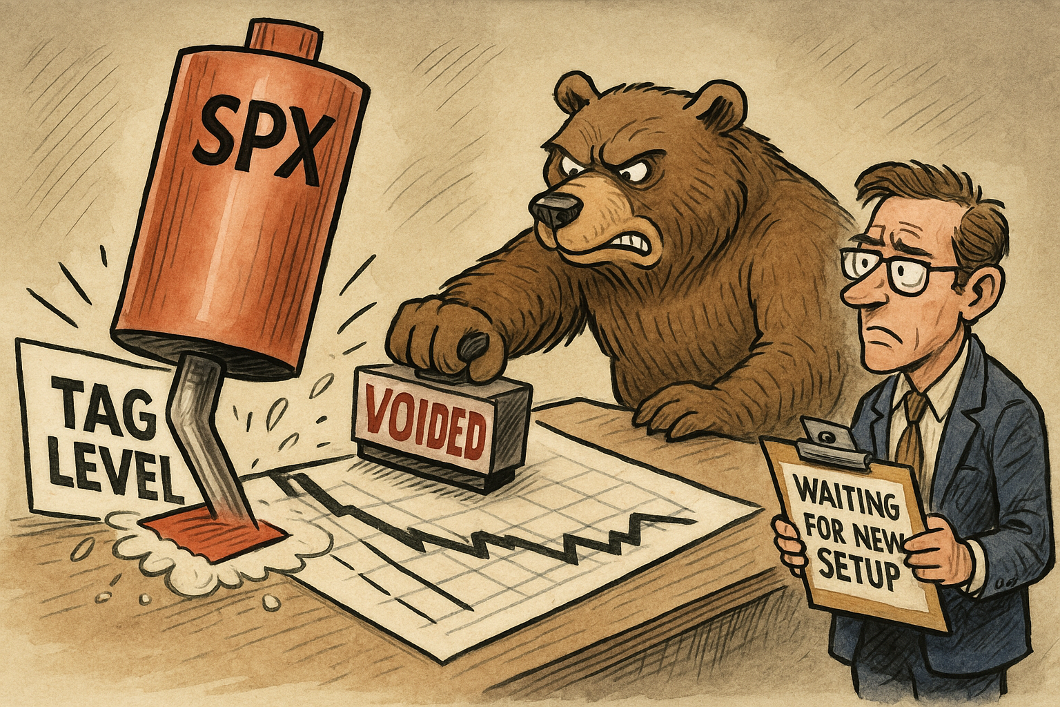 Bear voids SPX tag setup while trader looks for new entry trigger