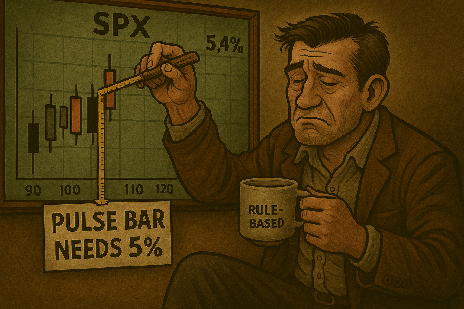 Trader measuring candle range for pulse bar confirmation