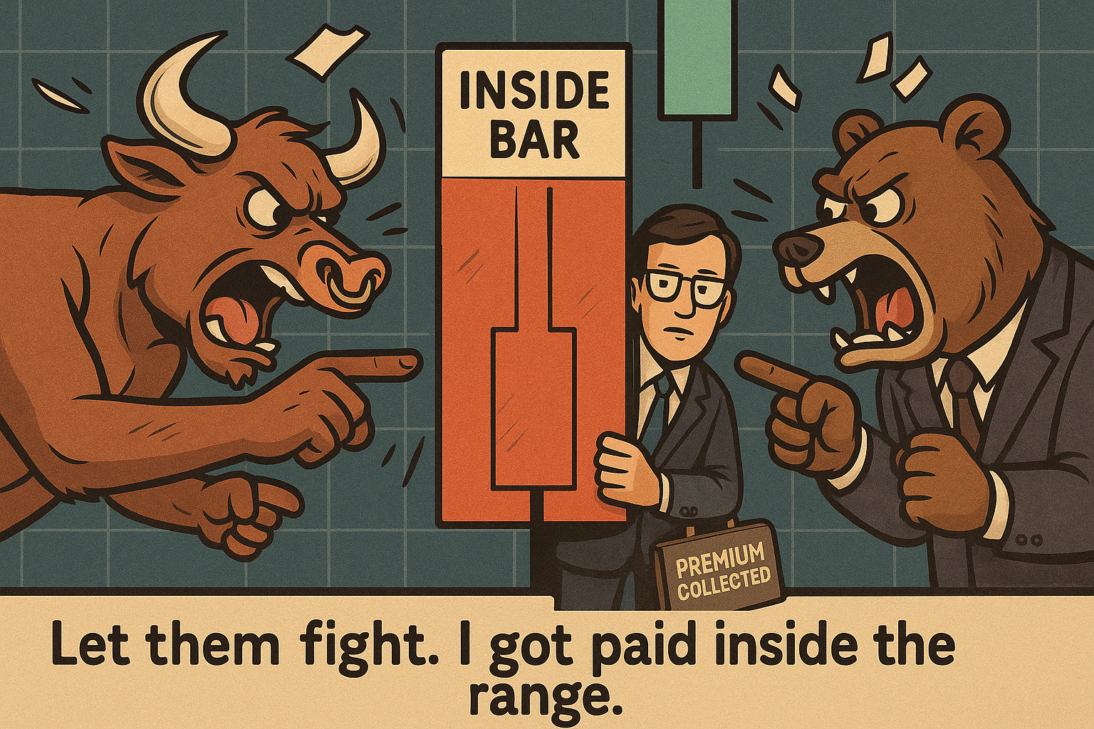 Trader profits while others argue over direction after an inside bar.