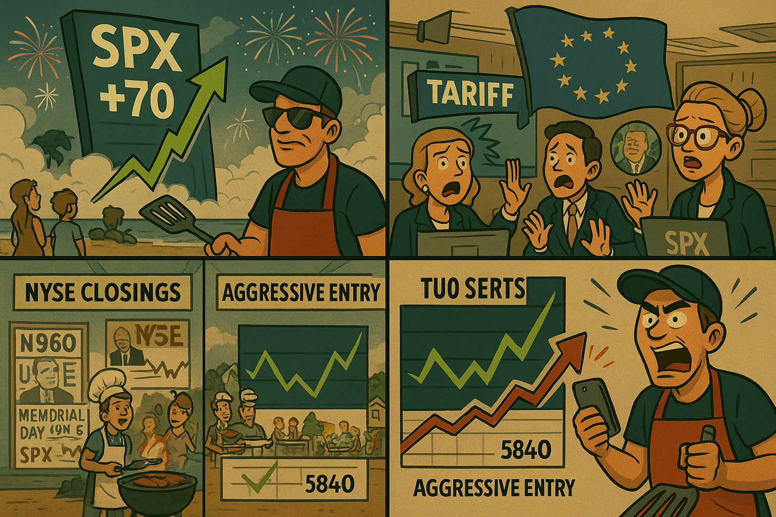 Meme of trader missing SPX breakout while distracted cooking