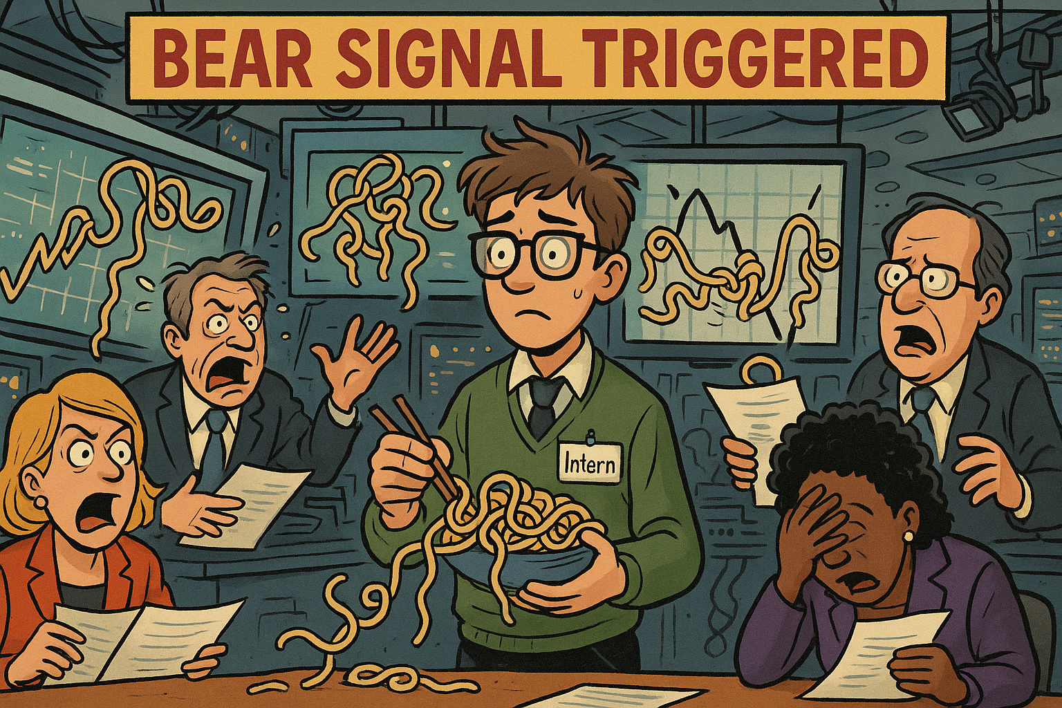 Satirical rumour about Fed intern triggering a reversal.