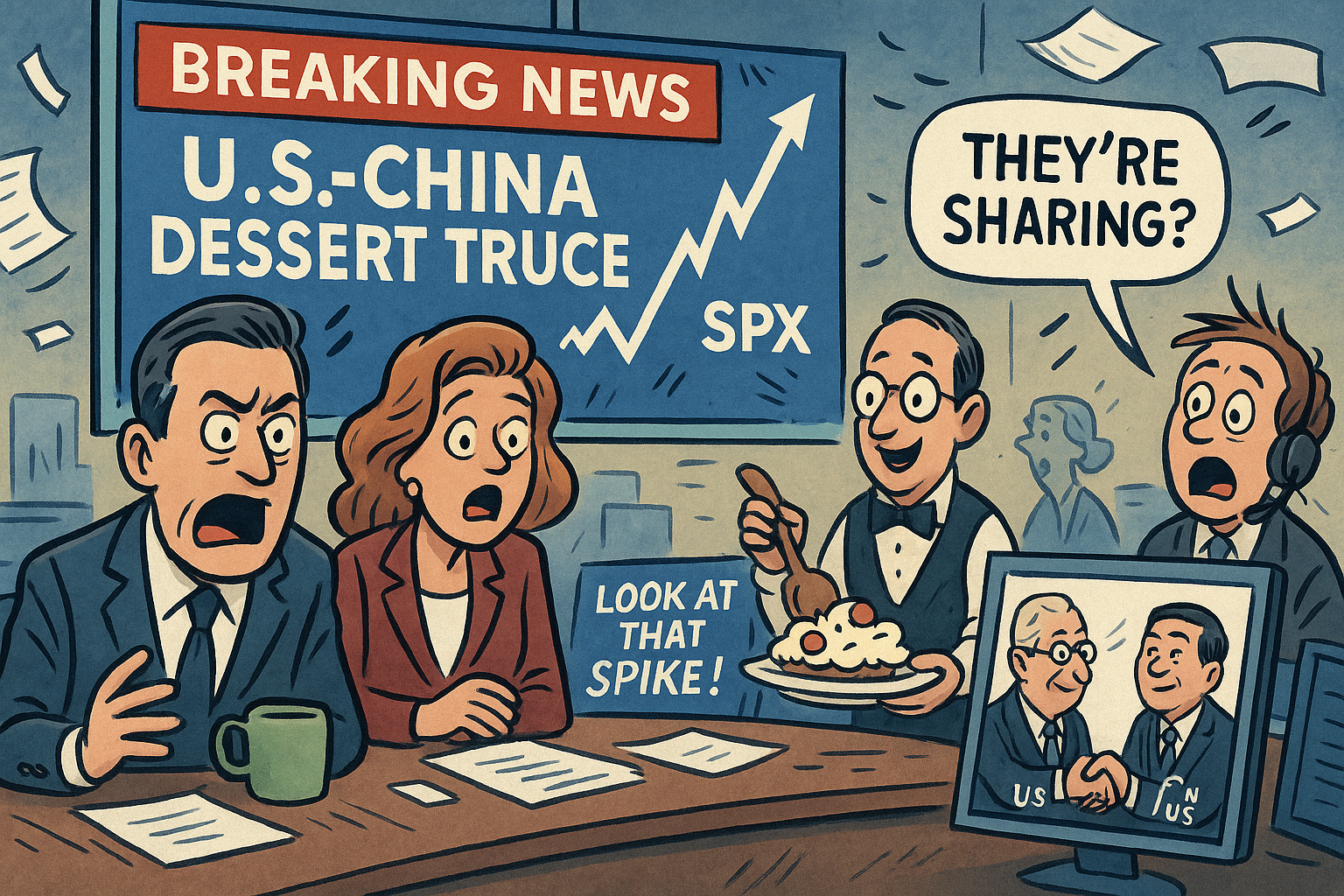 Satirical depiction of a whimsical market trigger.