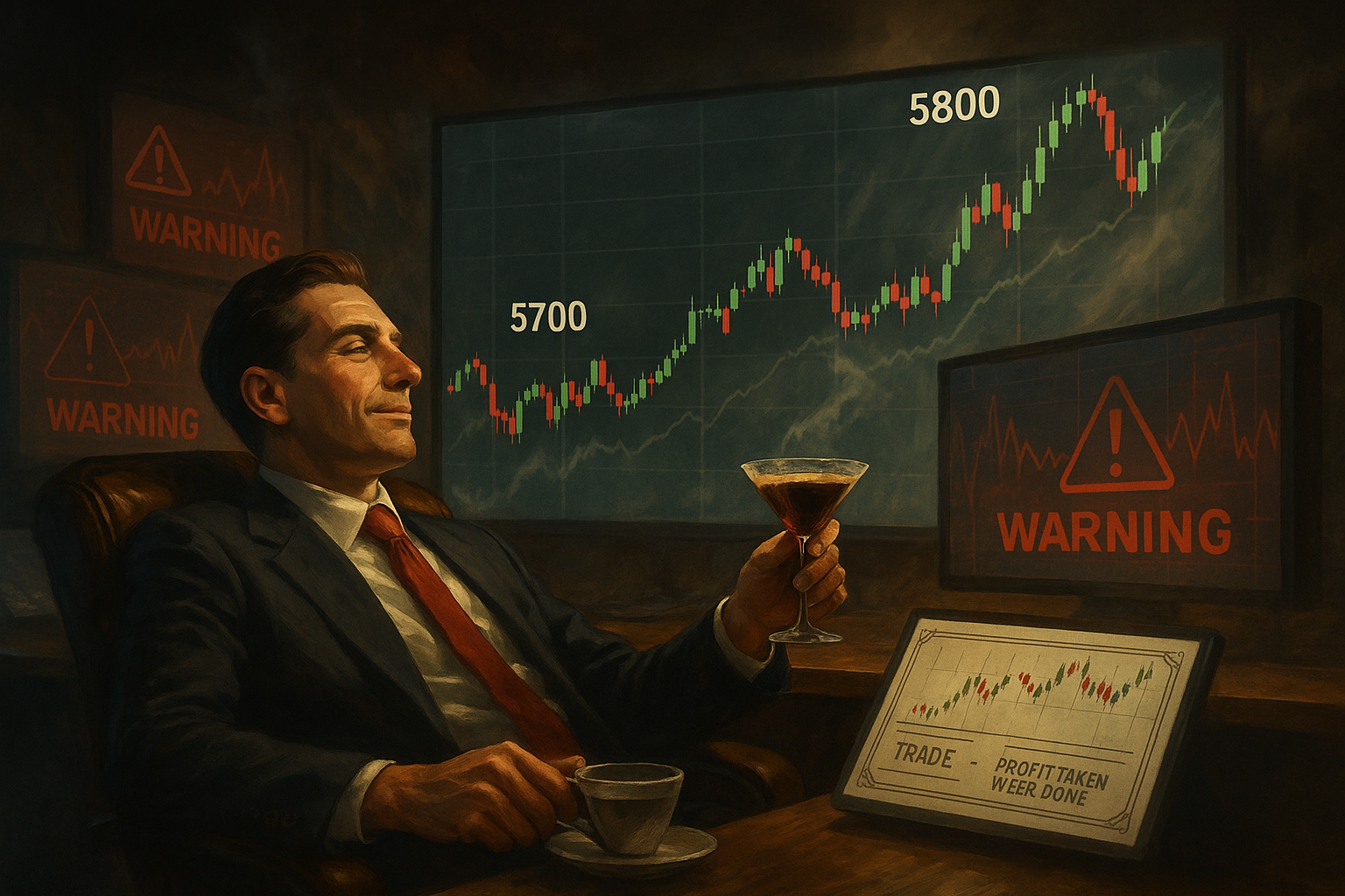 Relaxed trader waits confidently as markets approach resistance zones.