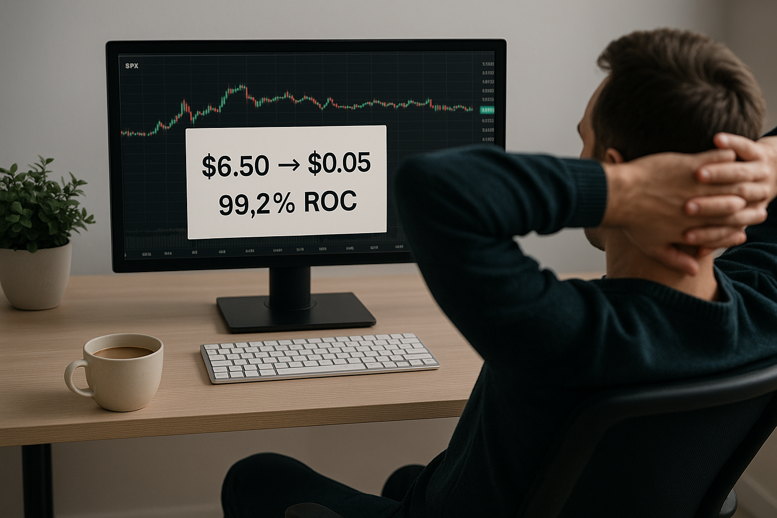Calm trading setup with clear record of a profitable premium trade on sideways action.