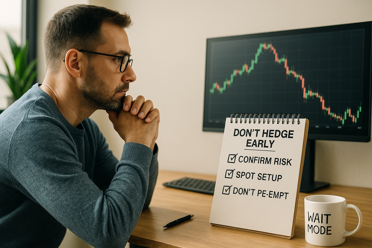 Strategic risk checklist showing disciplined approach to timing hedges.