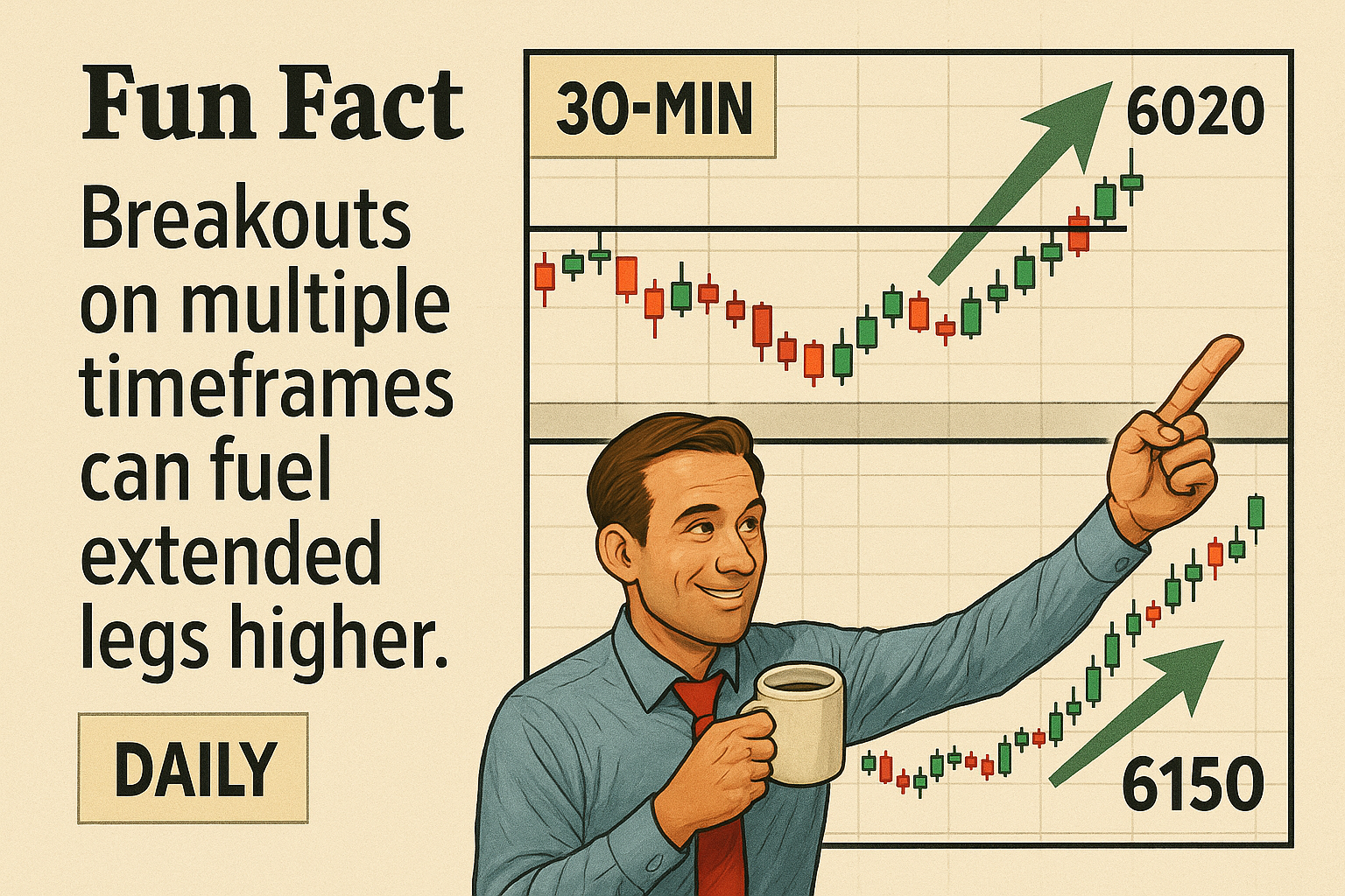 Breakouts on multiple timeframes can fuel extended legs higher.