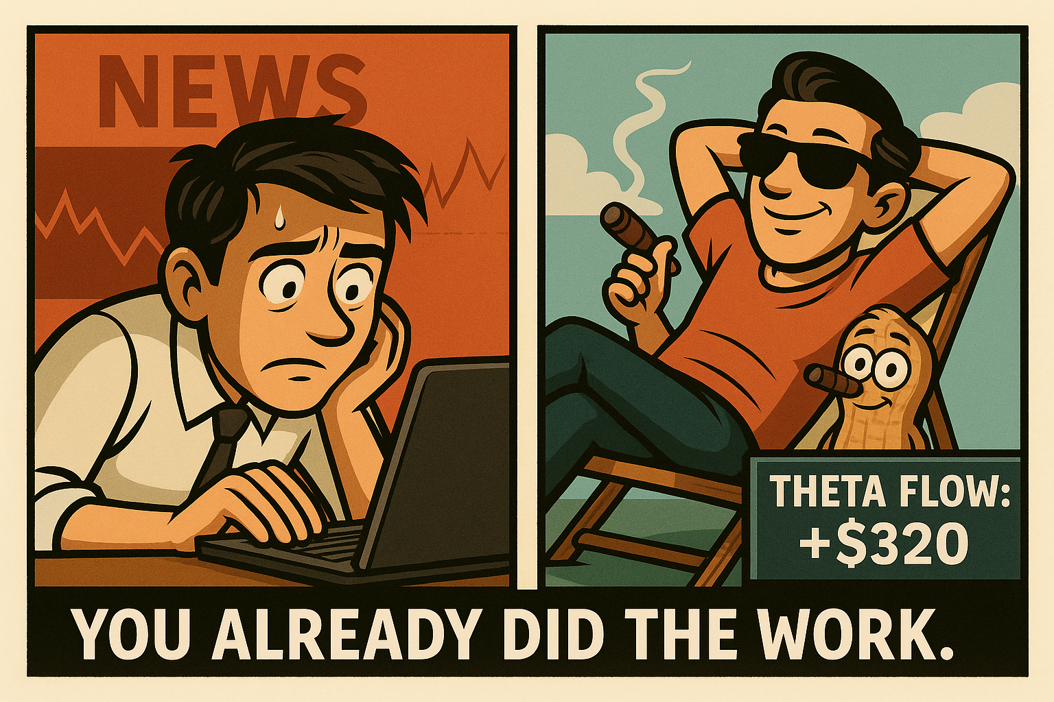 Chill vs chase – AntiVestor enjoys theta while others stress.