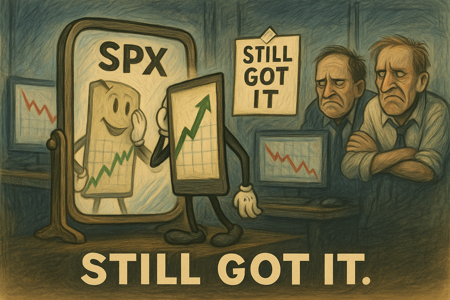 Satirical SPX breakout gains confidence while shorts panic.