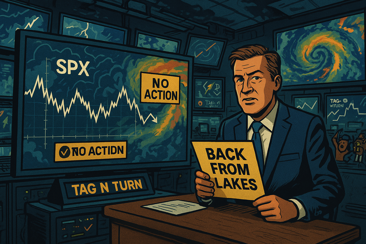 Weather room anchor returns from holiday to monitor stalled SPX setup.