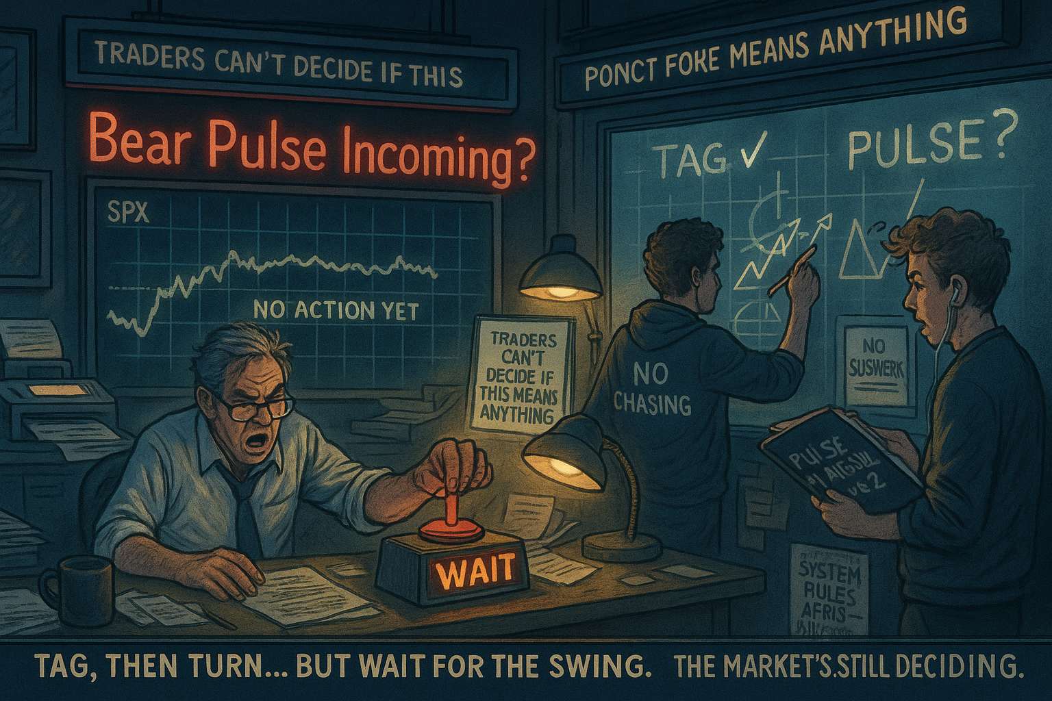 SPX stalls while satire plays out in Wall Street backyard.