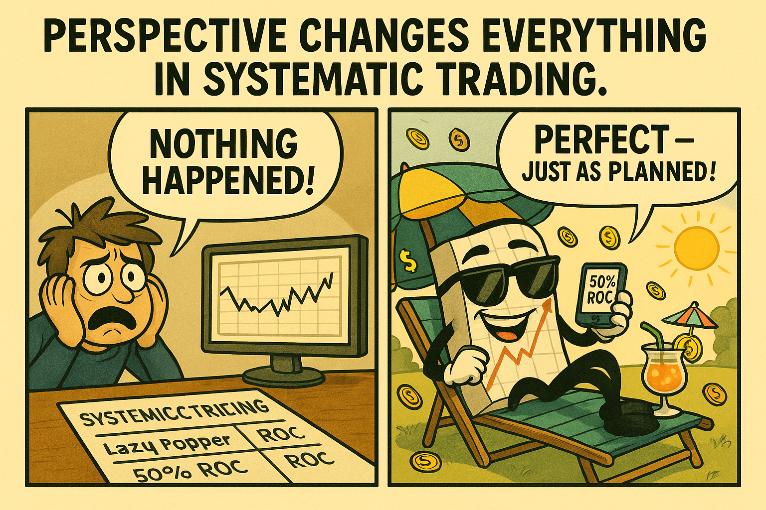 Comic meme comparing frustrated directional traders versus relaxed premium sellers during sideways markets