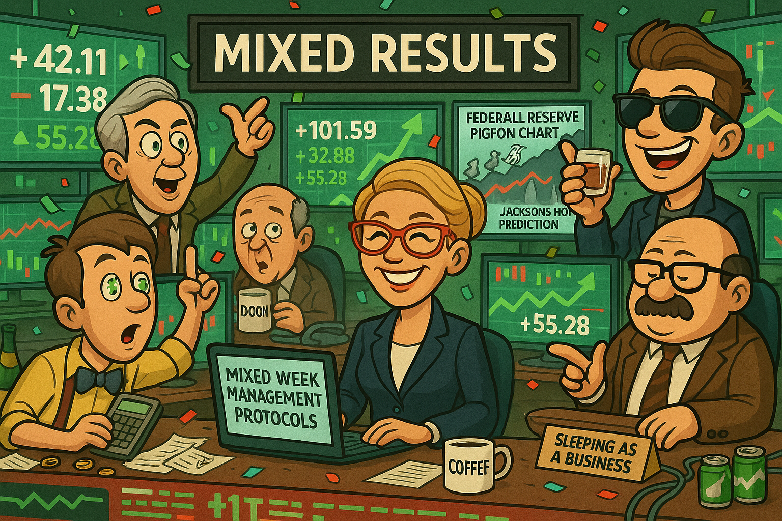 Financial Nuts newsroom processing mixed trading week with characteristic systematic analysis approaches