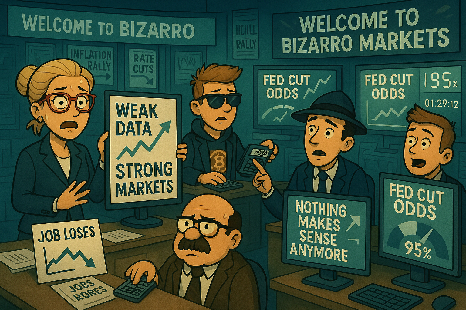 FinNuts newsroom analysing upside-down market economics with characteristic responses to inverted financial logic