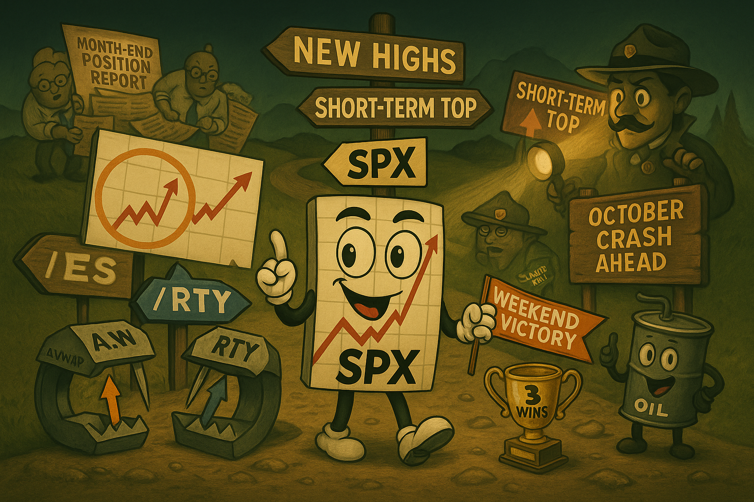 Mr SPX navigating historical pattern repetition whilst bean counters juggle month-end positions and futures pinch between A.VWAP lines