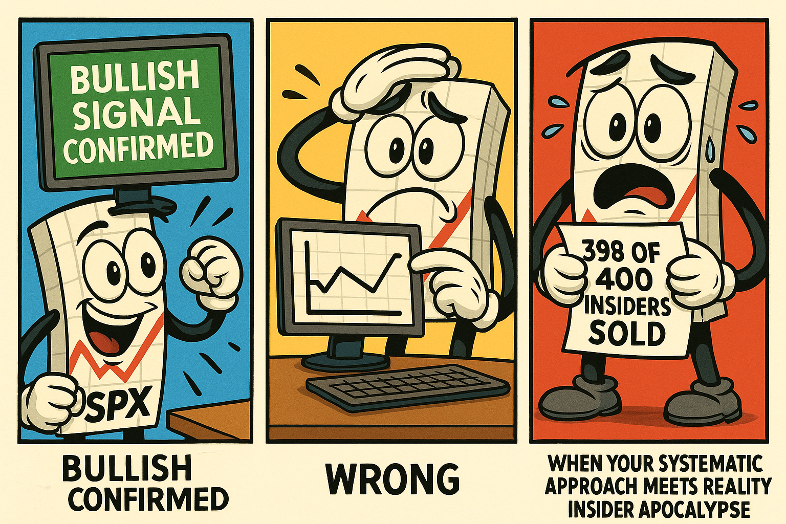 Comic meme showing progression from automated confidence to manual reality check during systematic edge cases
