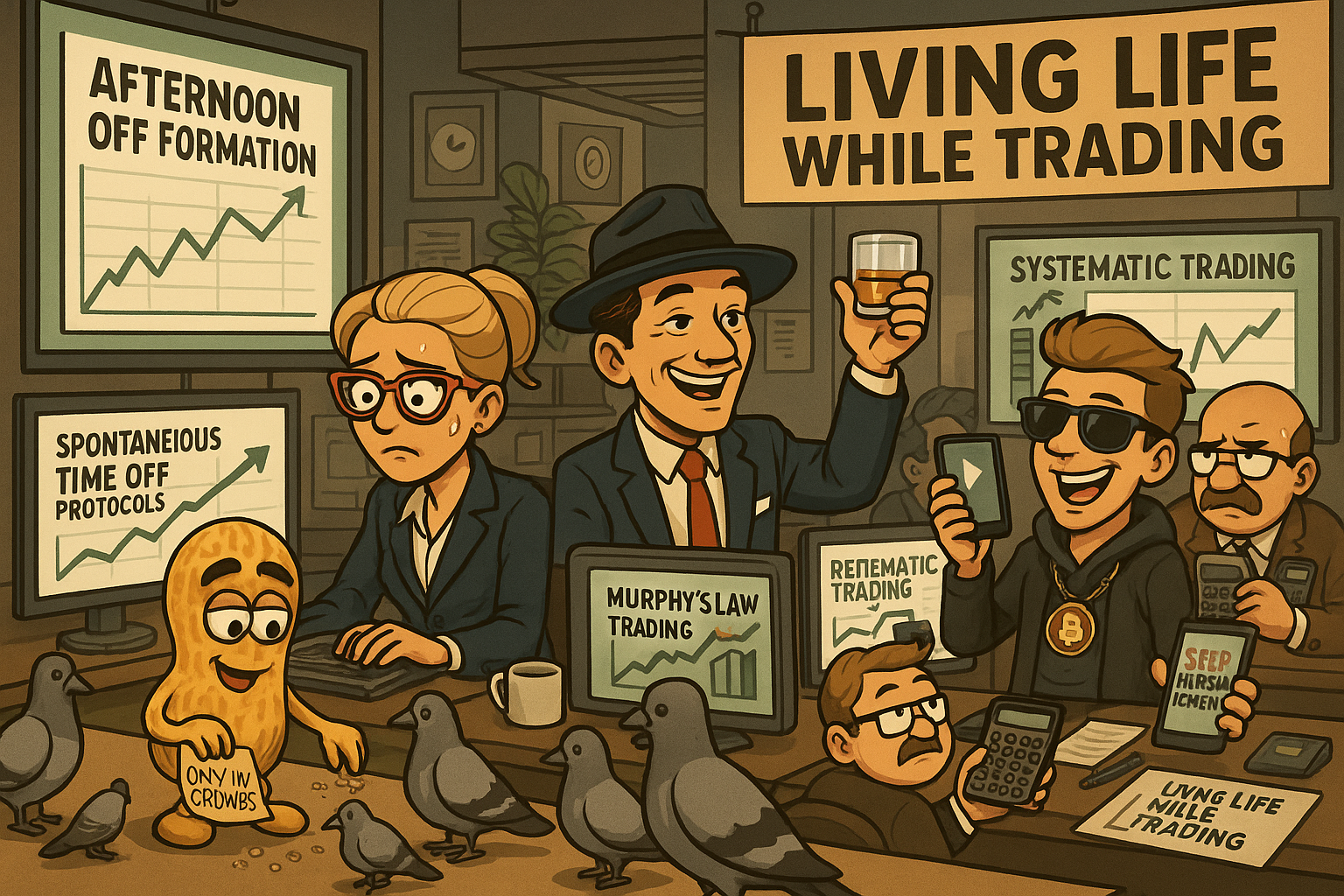 Financial Nuts newsroom managing systematic work-life balance with afternoon off protocols and Murphy's Law trading management