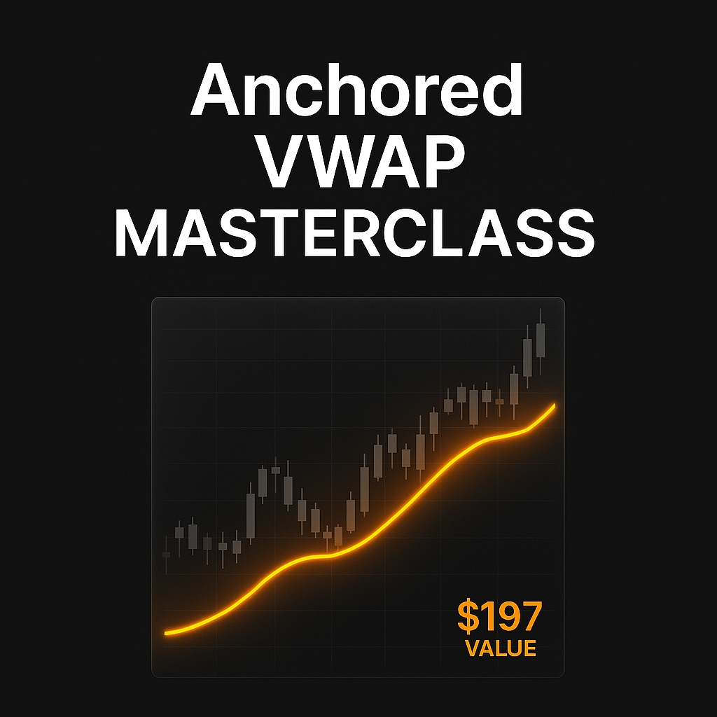6MMP - Bonus 1 Anchored VWAP Masterclass cover with glowing VWAP lines on dark chart.