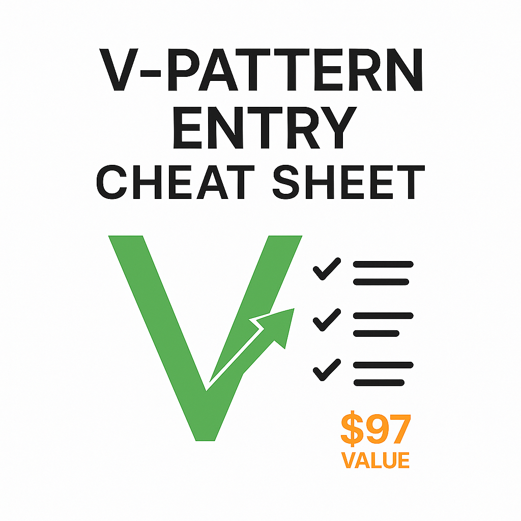 6MMP - Bonus 2 V-Pattern cheat sheet with bold green “V” and trading checklist.