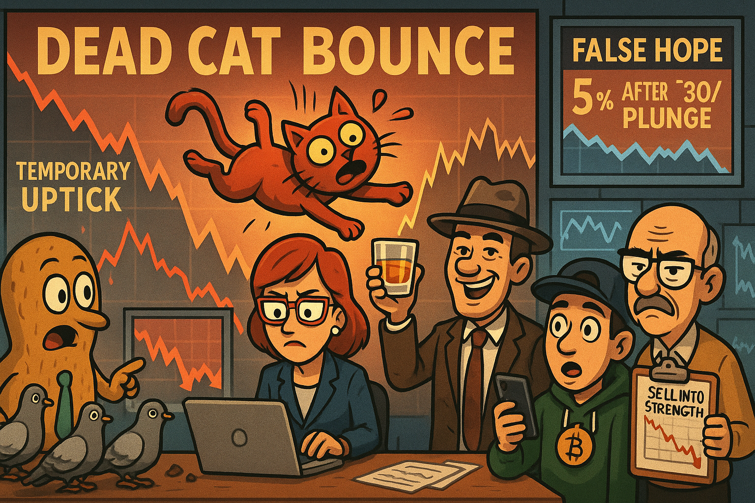Dead Cat Bounces: When Hope Springs Eternal (And Stupid) A "dead cat bounce" describes a temporary recovery in falling stock prices—because apparently even a dead cat will bounce if you drop it from high enough!