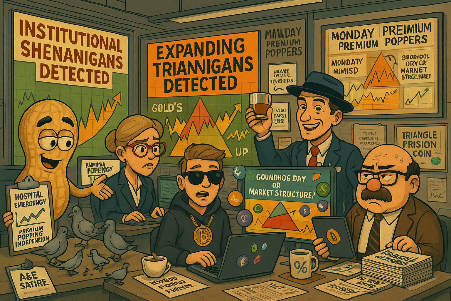 Financial Nuts newsroom navigating expanding triangle prison dynamics debating institutional Gold shenanigans and VIX bear gaslighting tactics