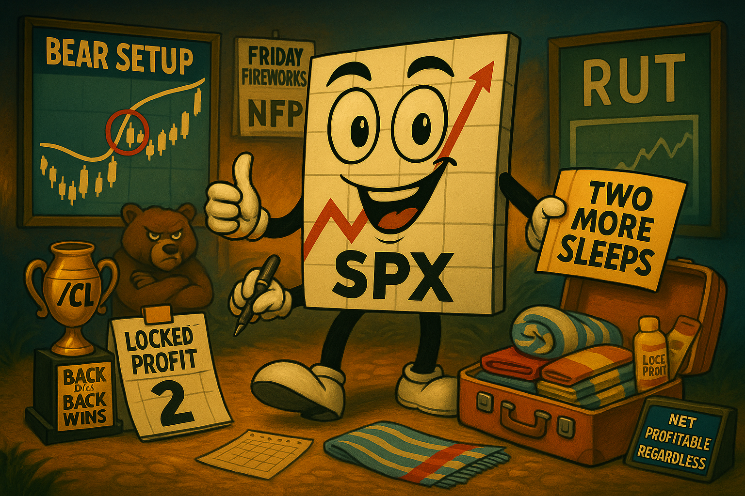 Mr SPX balancing perfect bear setups with holiday countdown whilst systematic positions work independently