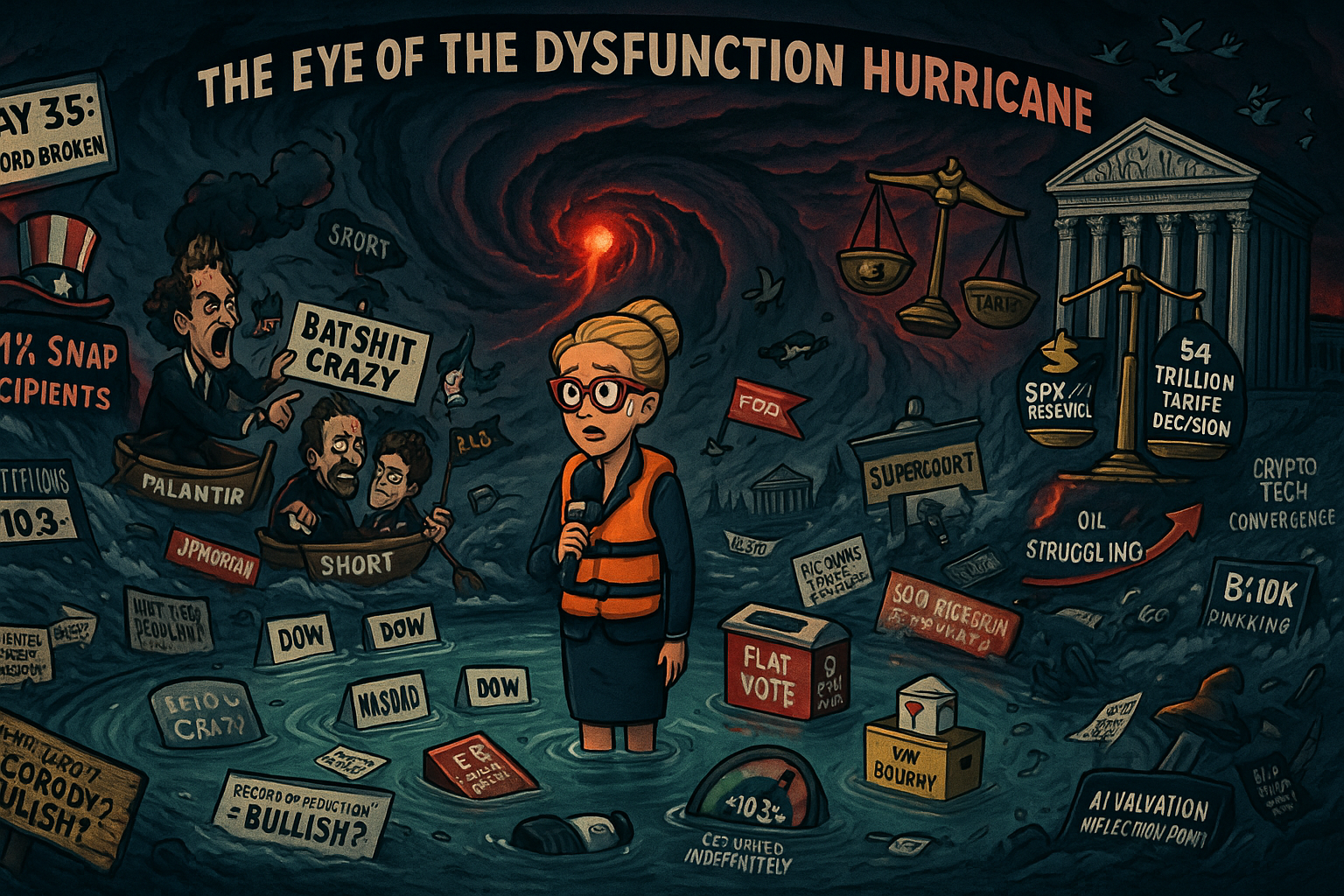 Markets Tread Water Whilst Everything Burns Shutdown Day 35, Tesla votes, tariff rulings loom. Markets respond with collective shrug.