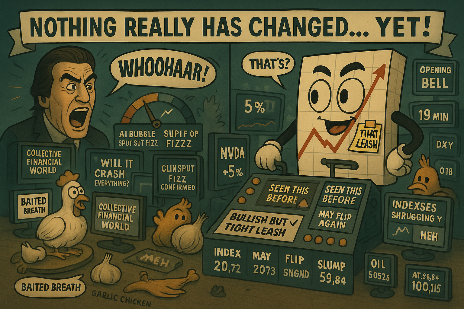 Mr SPX manages bullish setups on tight leash as NVDA delivers only +5% despite whoohaar whilst indexes remain disinterested and nothing really changes in context yet
