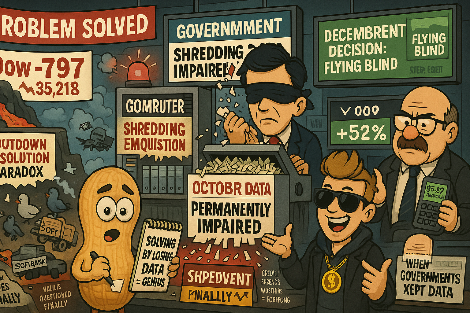 Markets crash 797 points as shutdown resolution meets permanently lost October economic data and collapsed Fed cut odds