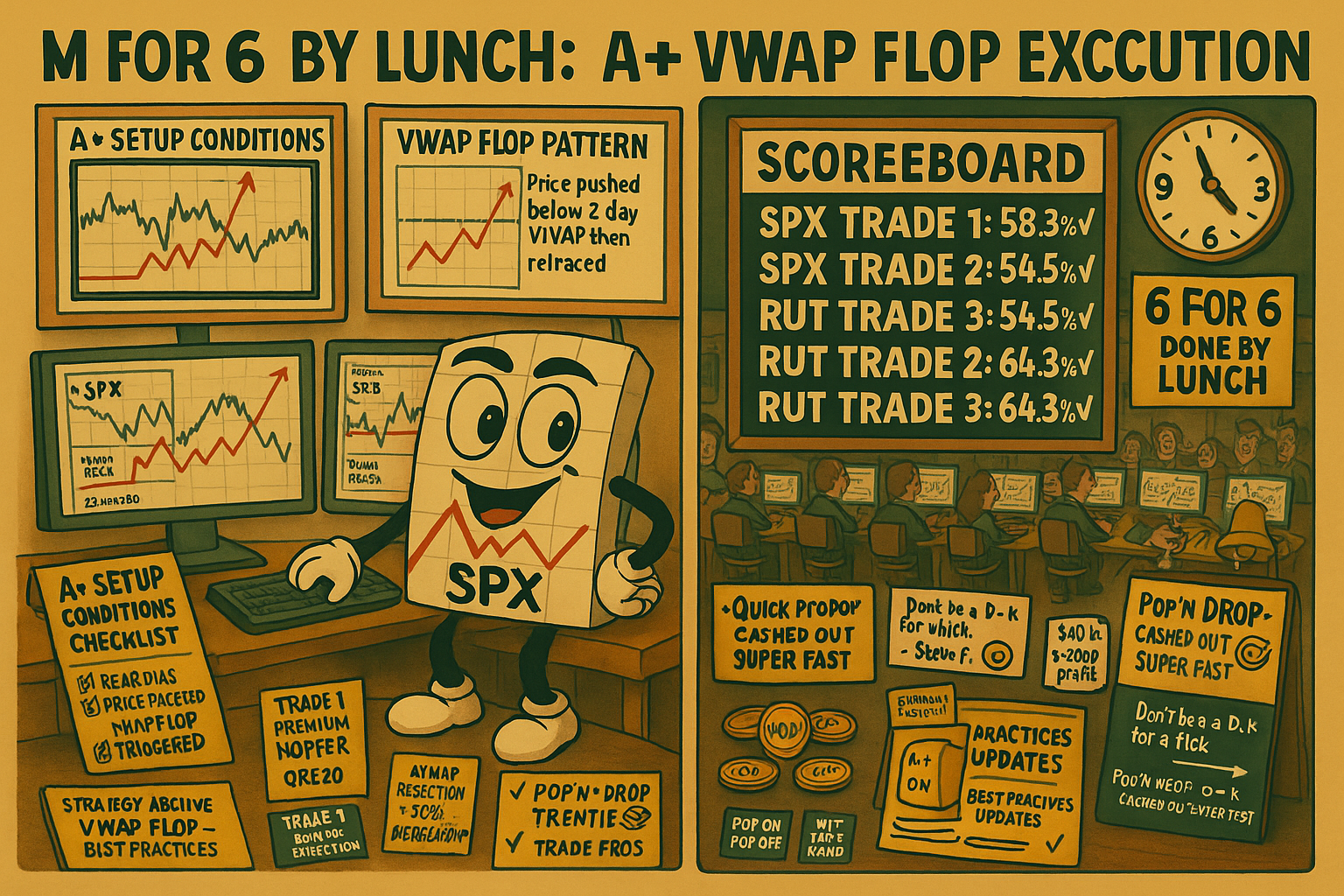 Mr SPX executes 6-for-6 trades by lunch using A+ VWAP Flop setup whilst students replicate systematic perfection