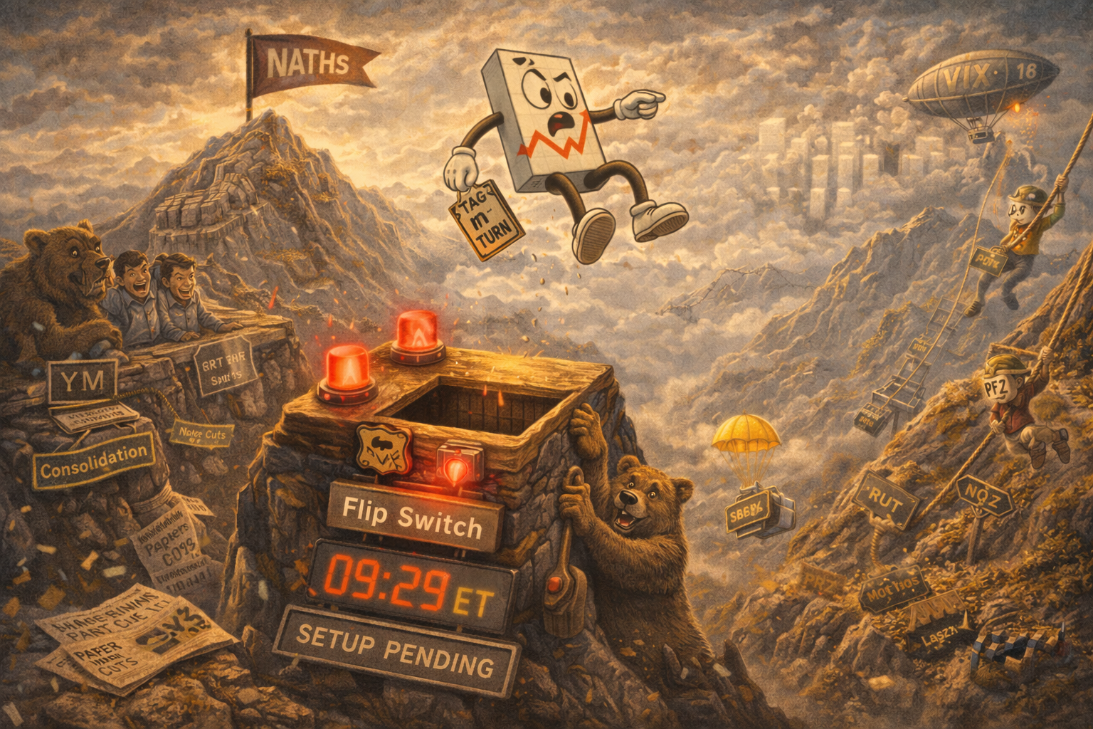 Mr SPX falls through trapdoor at range high after bearish flip