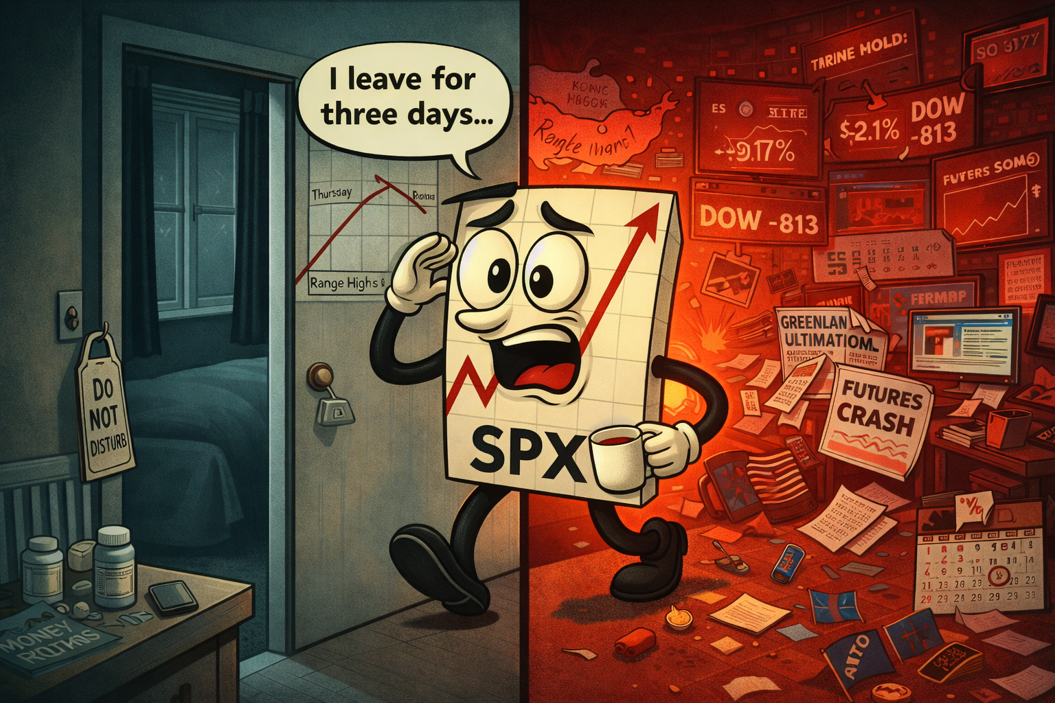 Mr SPX emerges from migraine recovery to discover market chaos and tariff war