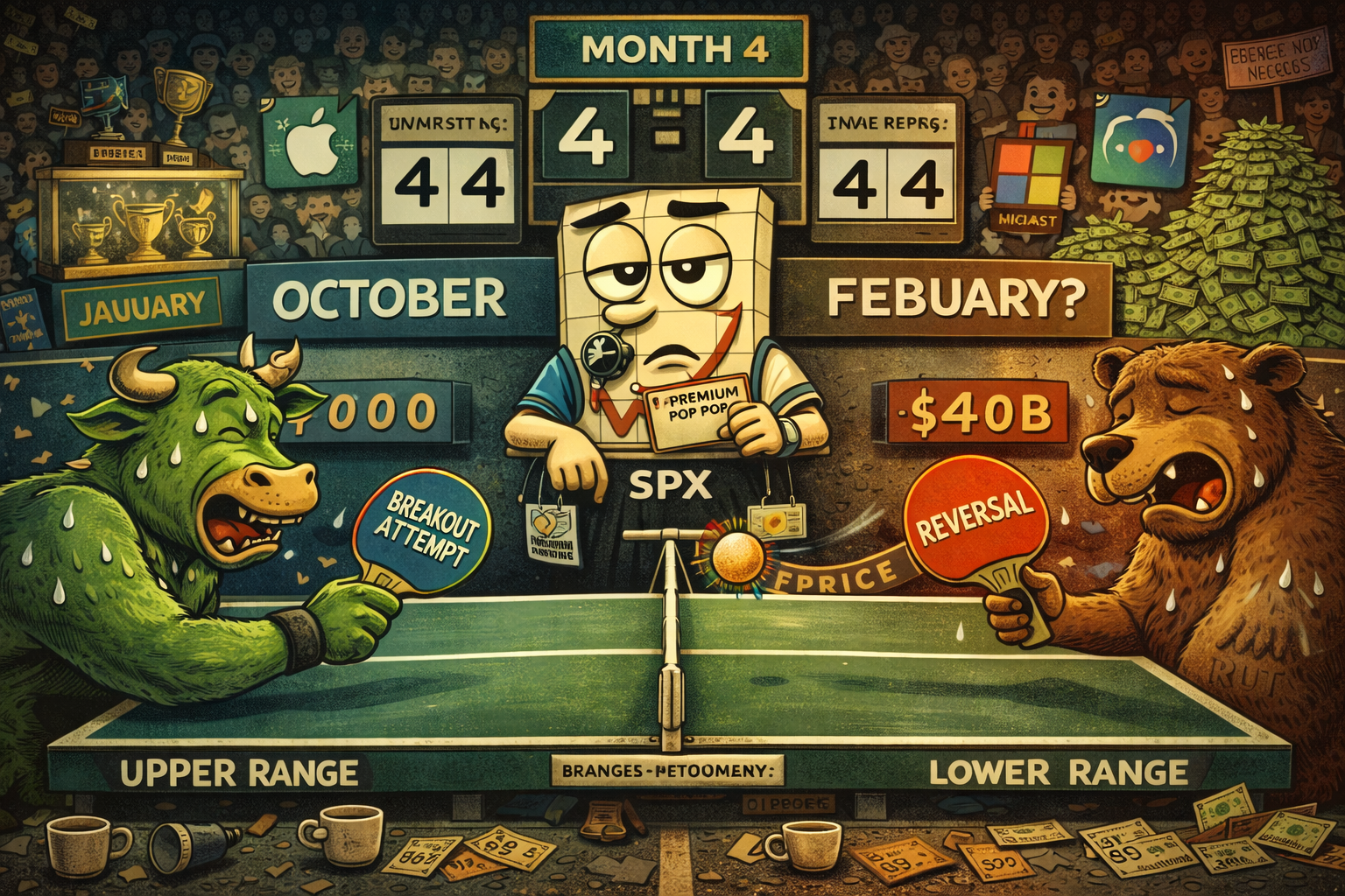 Epic ping pong match between bulls and bears with Mr SPX as bored referee, match going since October