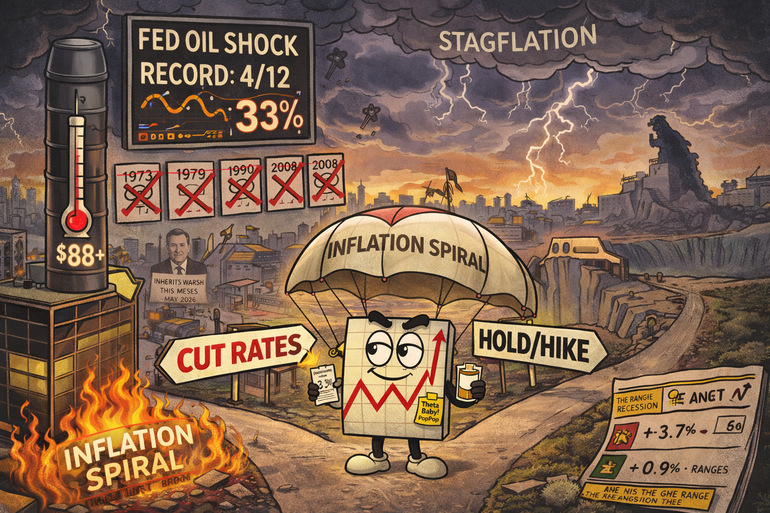 Mr SPX stands at policy crossroads as Fed faces oil shock Catch-22 with historical 33% success rate and leading indicators screaming for cuts while inflation threatens to spike