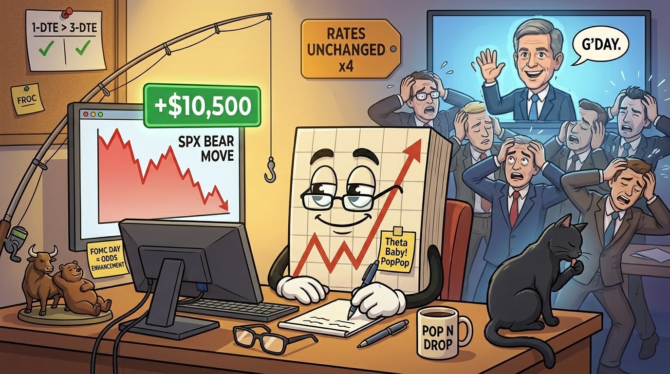 Mr SPX calmly banks a falling bear move while a scrum of analysts faint over a cheery Fed chairman waving good day.
