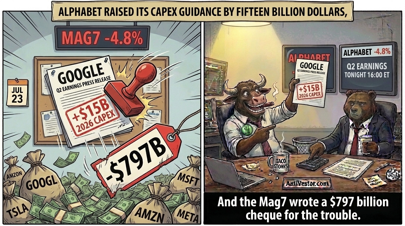 Bull cheers Alphabet's capex raise while Bear points at the $797 billion Mag7 loss on the floor