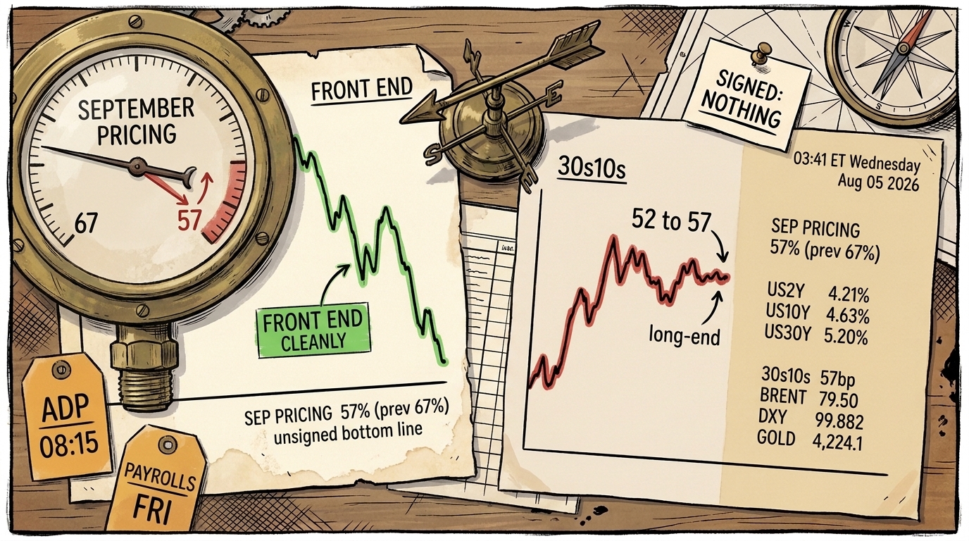 A navigator's chart-desk where a September pressure gauge has swung ten points beside an unsigned ledger page.